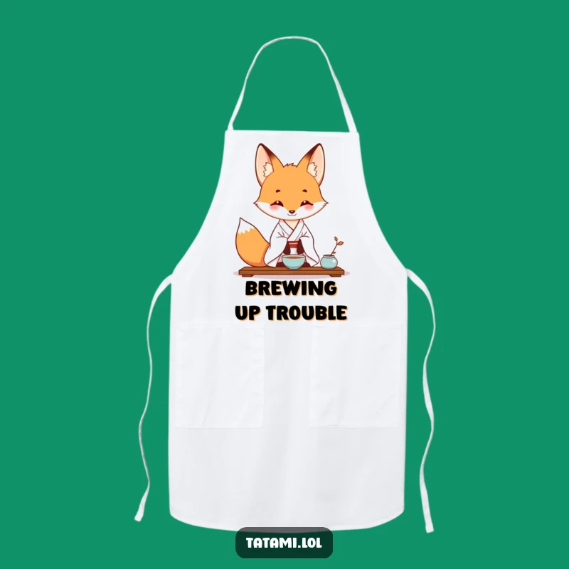 Funny Fox Kimono Apron - Chef Fox Tea Ceremony Kitchen Wear, Whimsical Funny Gift