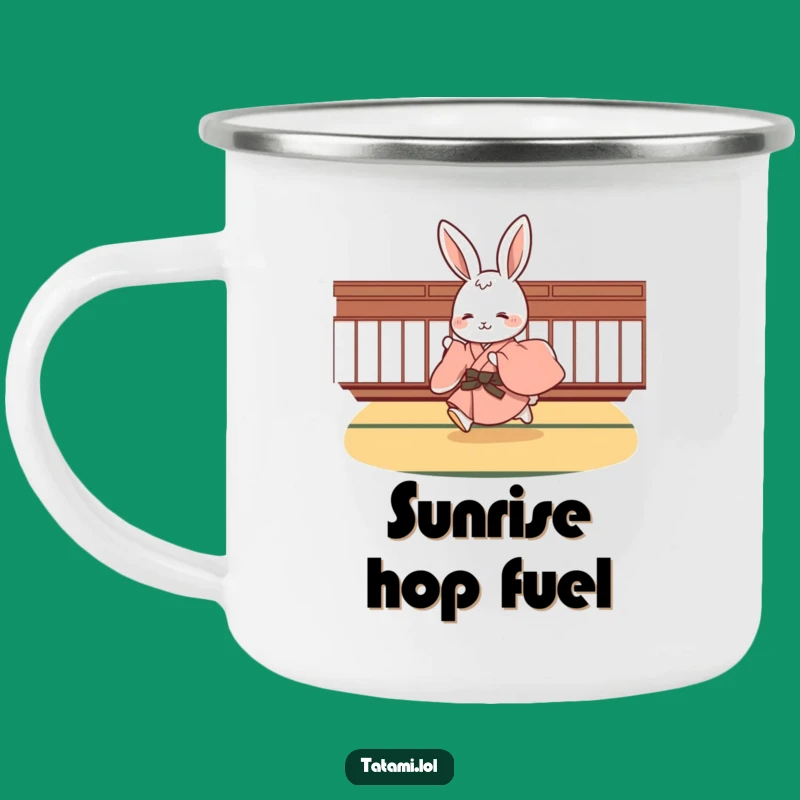 Funny Rabbit Kimono Camping Mug: Cute Hopping Character Adventure Gift