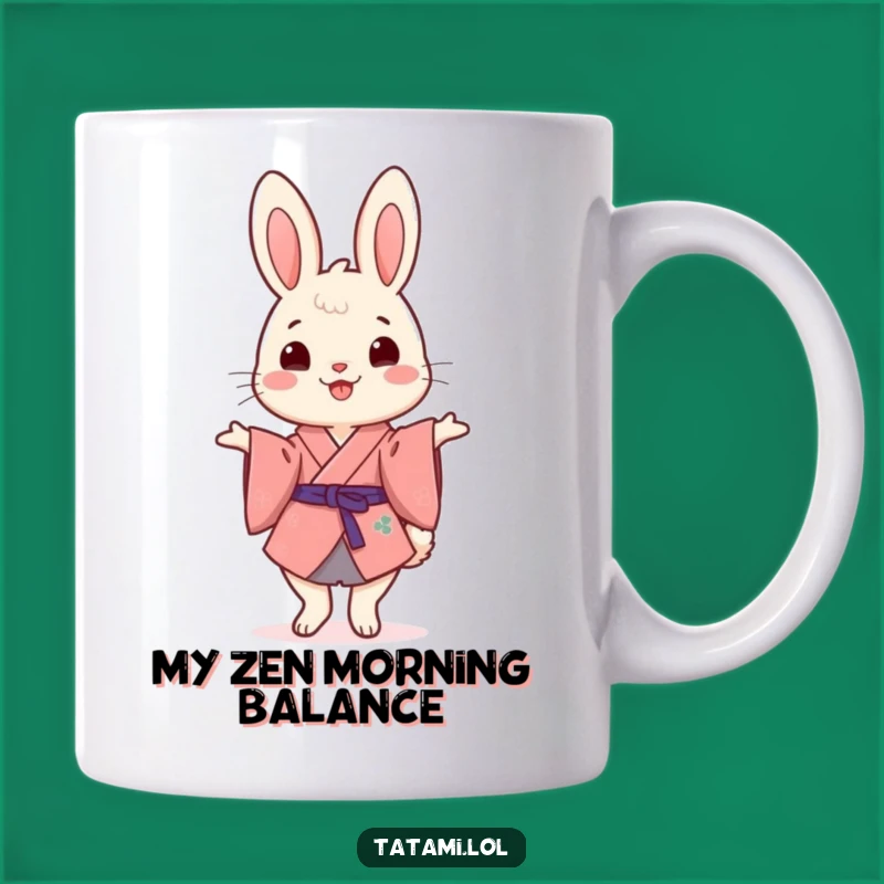 Funny Kimono Rabbit Mug: A Cheerful Balance Act, Perfect Funny Gift!