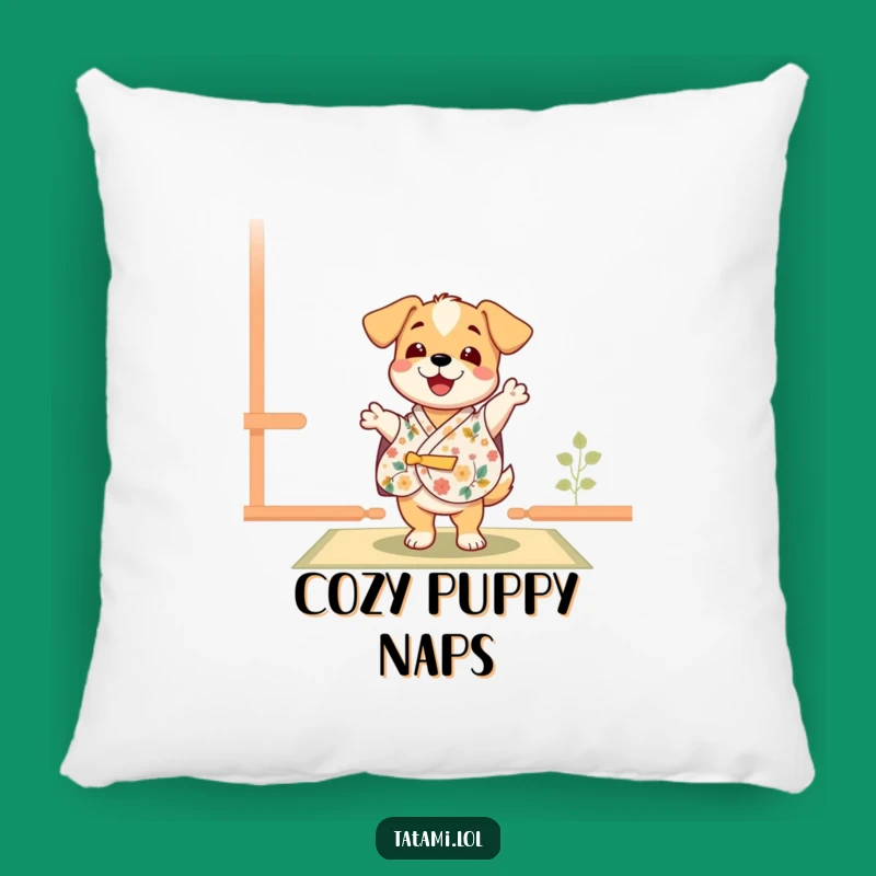 Funny Puppy Kimono Pillow: Happy Dance Accent Pillow Gift