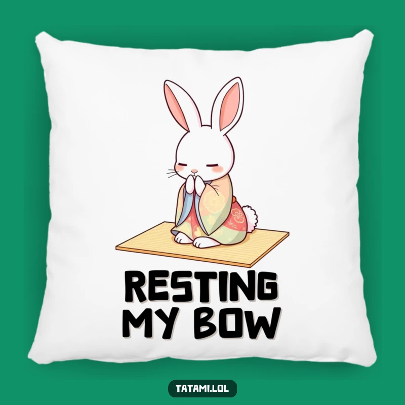 Funny Rabbit Kimono Pillow: Cozy Accent for Bowing Bunny Comfort