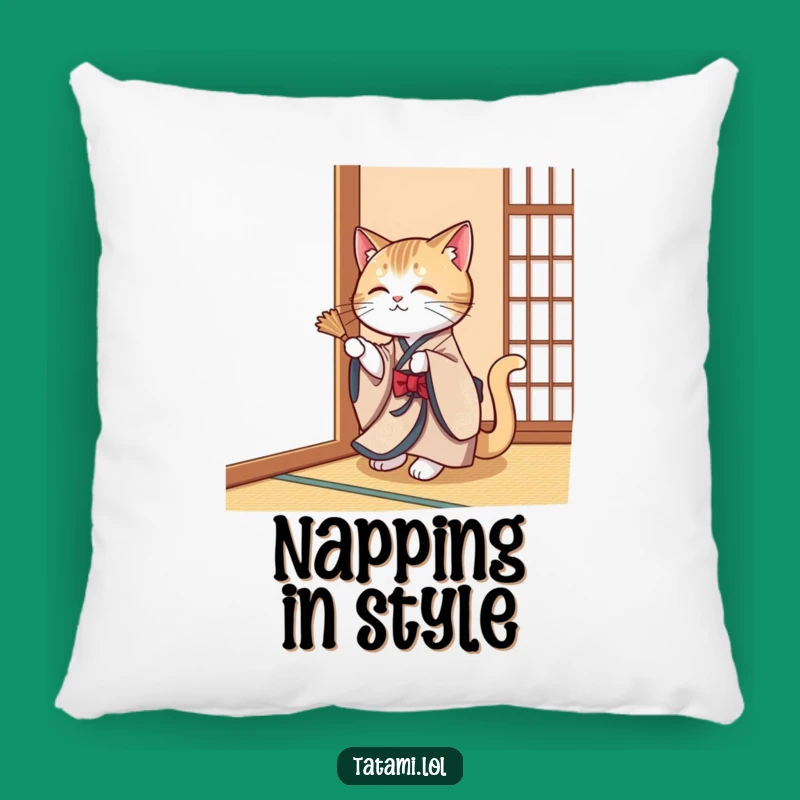 Funny Cat Kimono Pillow: Cozy Accent for Playful Swatting Feline Comfort