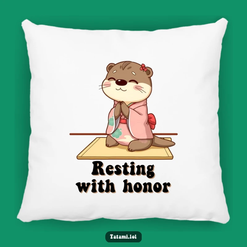 Funny Otter Pillow: Cozy Kimono Bow, Cute Gift For Comfy Spaces