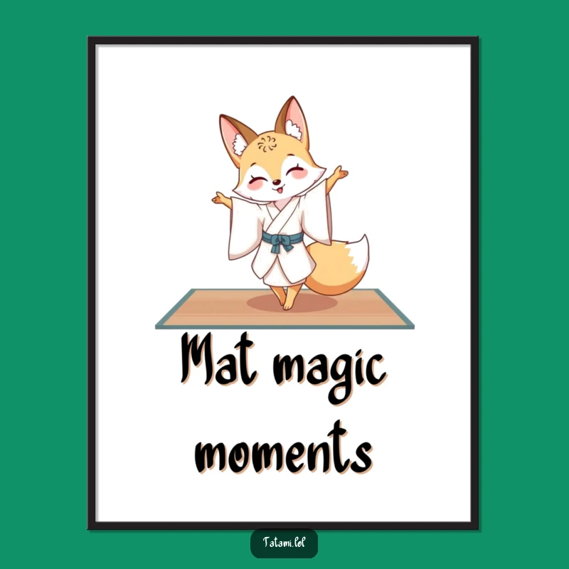 Funny Fox Kimono Digital Art: Elegant Pirouette Wall Decor Gift