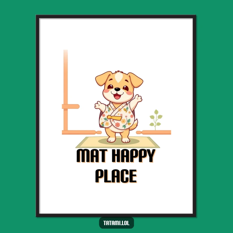 Funny Puppy Kimono Digital Art: Happy Dance Wall Decor Gift