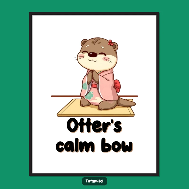 Funny Otter Digital Art Print: Kimono Bow, Humorous Gift For Instant Decor