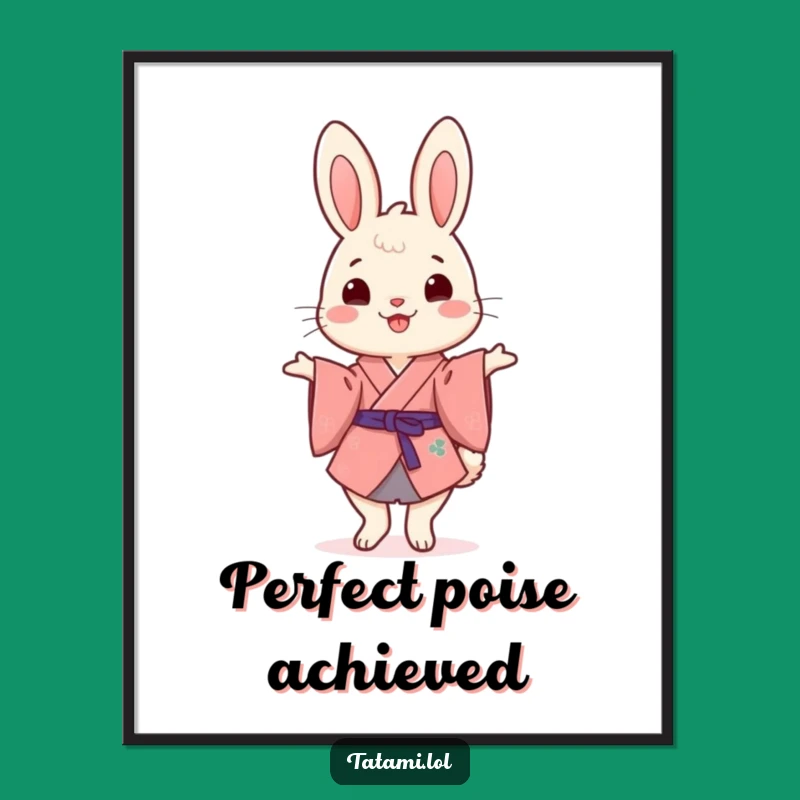 Funny Kimono Rabbit Digital Art: Cheerful Balancing Act for Instant Joy