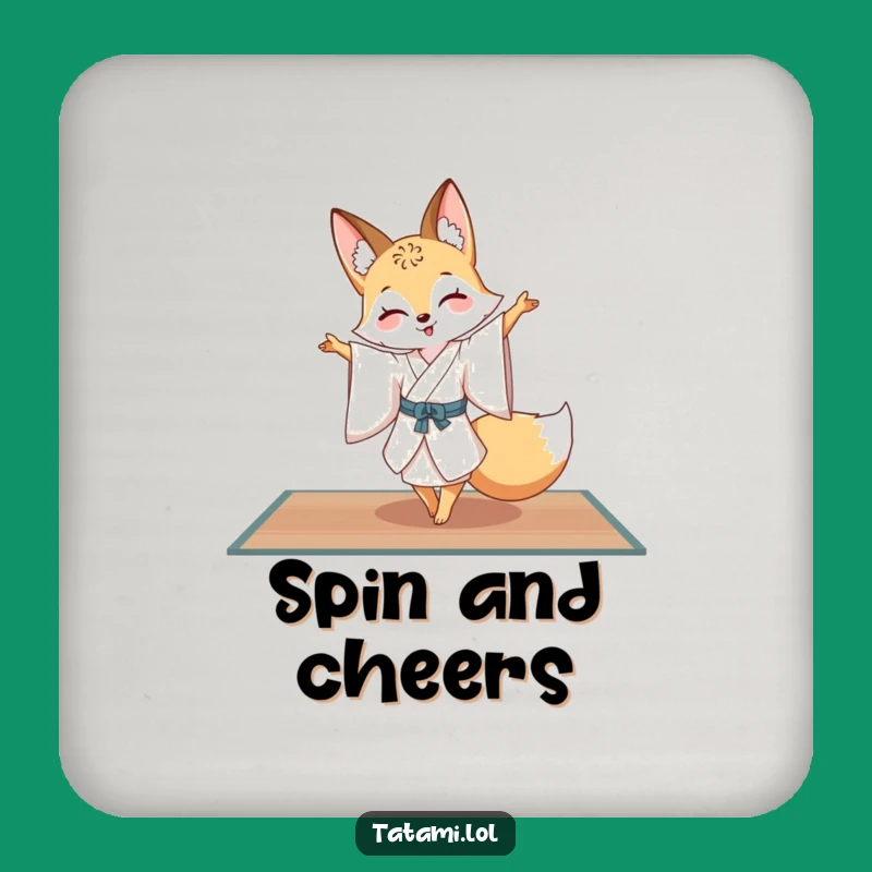 Funny Fox Kimono Coaster: Elegant Pirouette Drink Protector Gift