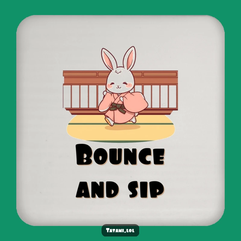 Funny Rabbit Kimono Coaster: Cute Hopping Character Drink Protector Gift