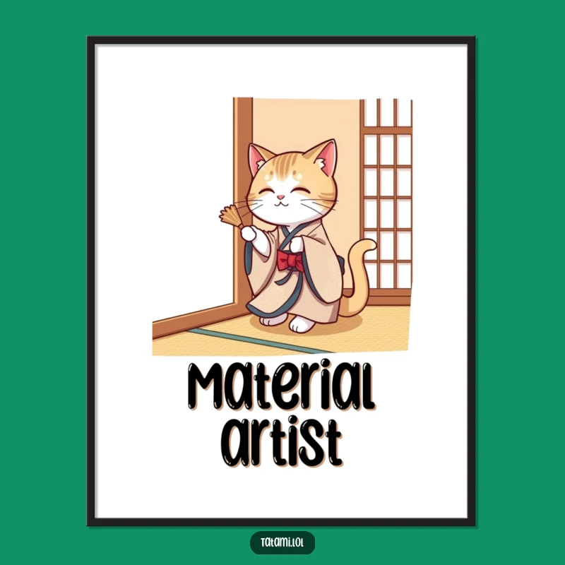 Funny Cat Kimono Poster: Elegant Wall Art for Playful Feline Spaces