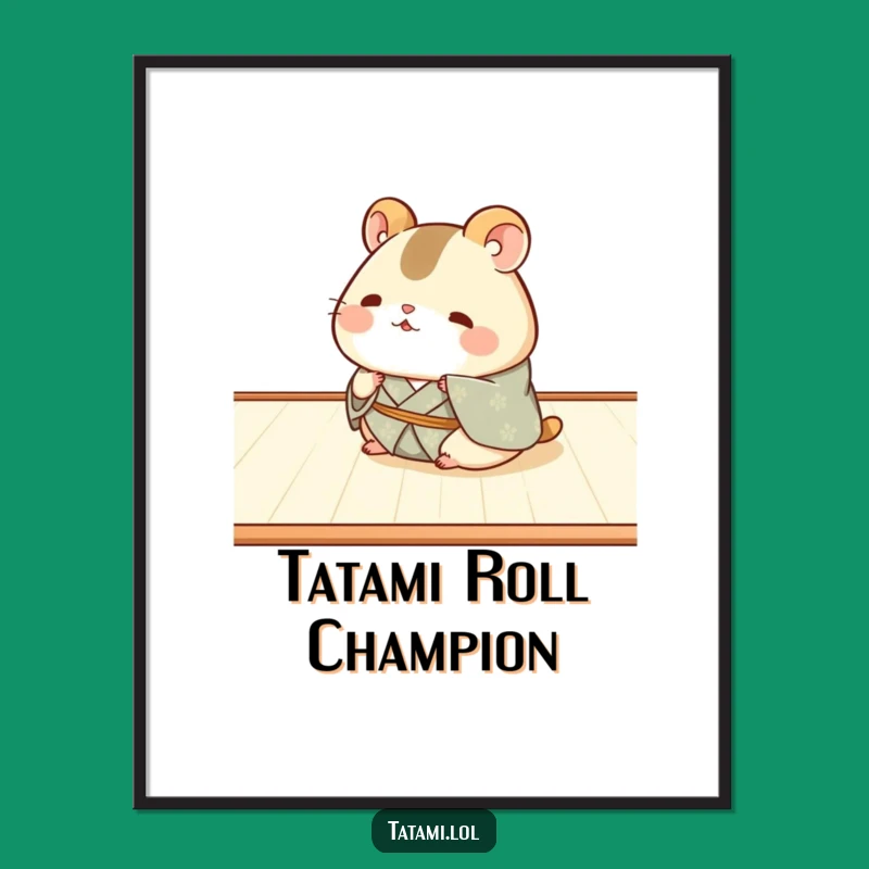 Funny Hamster Kimono Poster: Chubby Roller's Joyful Art for Your Walls