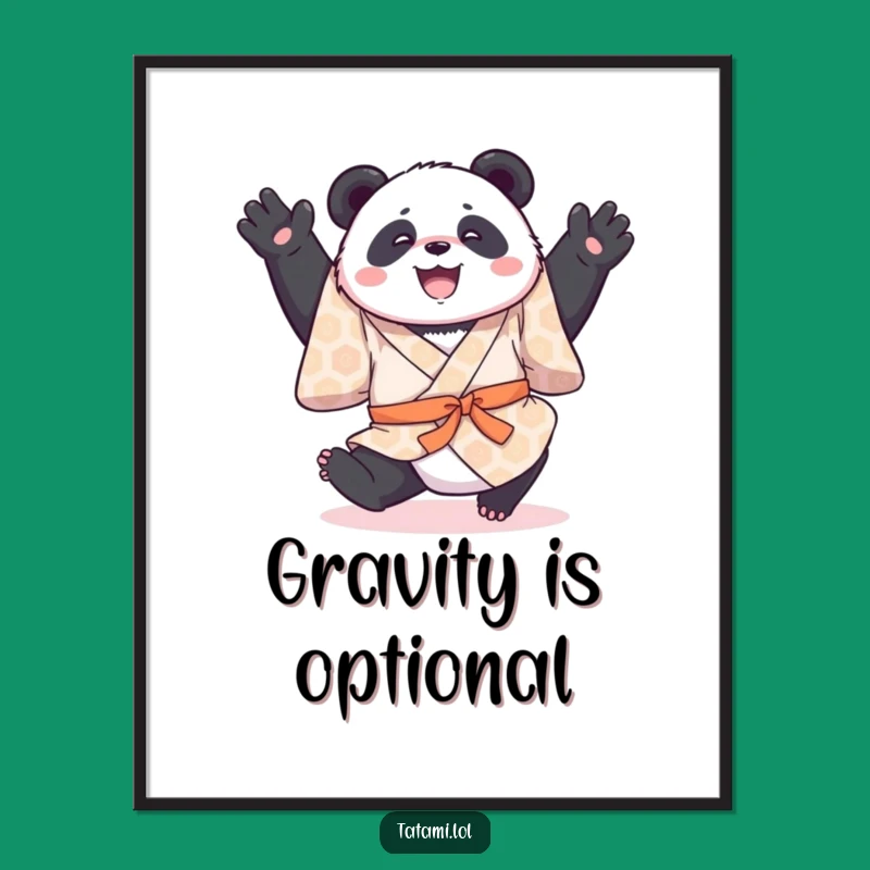 Funny Panda Kimono Poster - Acrobat Panda Art, Hilarious Wall Decor Gift
