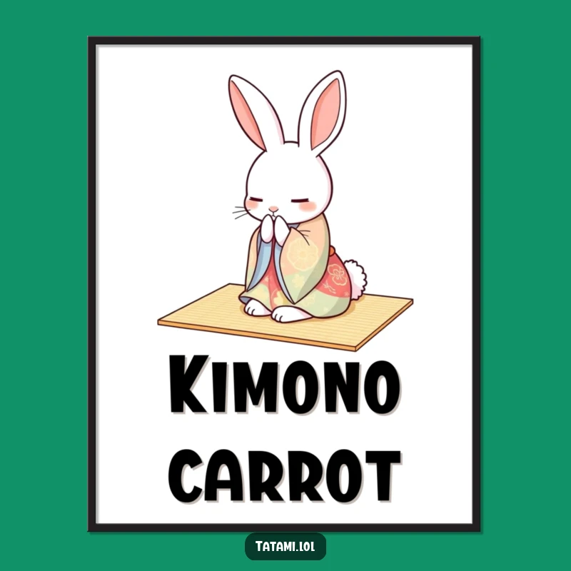 Free Printable Wall Art: Elegant Rabbit in Kimono for Serene Downloadable Decor