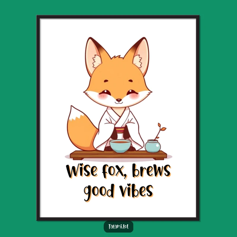 Funny Fox Tea Ceremony Wall Art - Free Printable Downloadable Decor