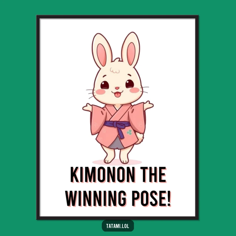 Funny Free Printable Wall Art: Kimono Rabbit Balancing Act Downloadable Anime Art