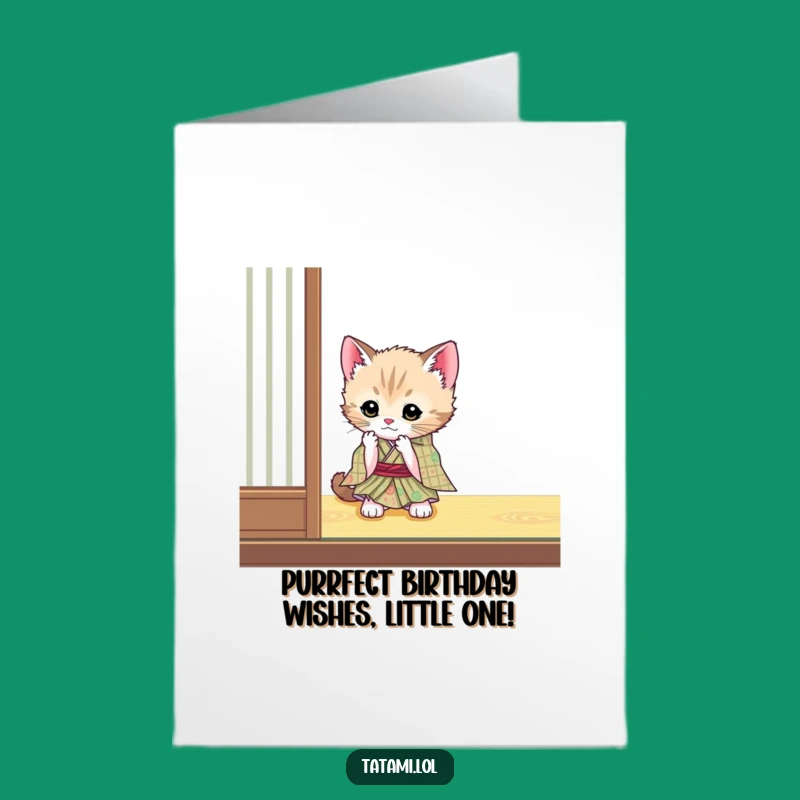 Free Printable Birthday Card: Kitten Kimono Cute Funny Downloadable Gift