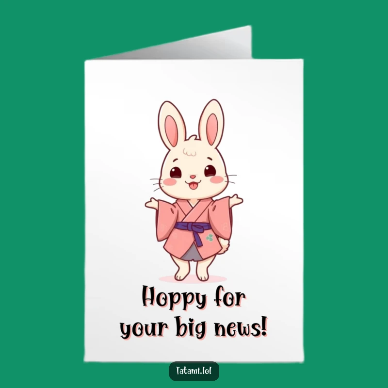 Free Printable Congrats Card: Funny Kimono Rabbit Balancing Triumph Downloadable Greeting
