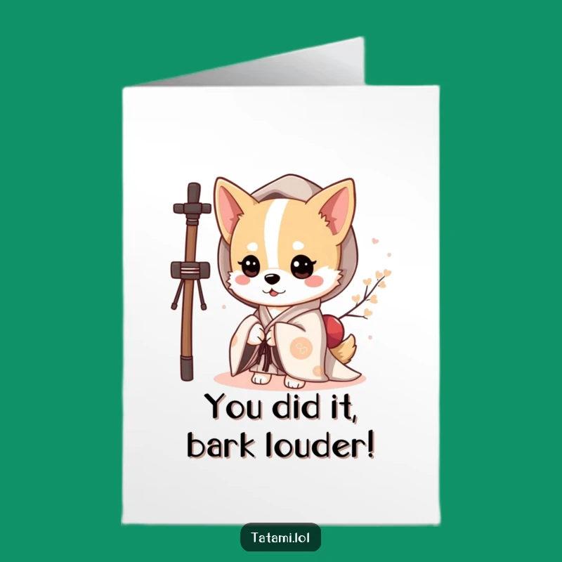 Free Printable Dog Kimono Congrats Card - Humorous Downloadable Art