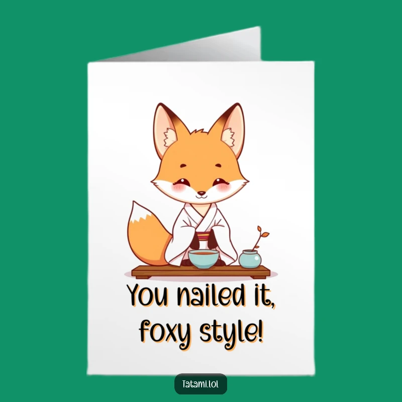 Free Printable Fox Tea Ceremony Congratulations Card - Humorous Downloadable Art
