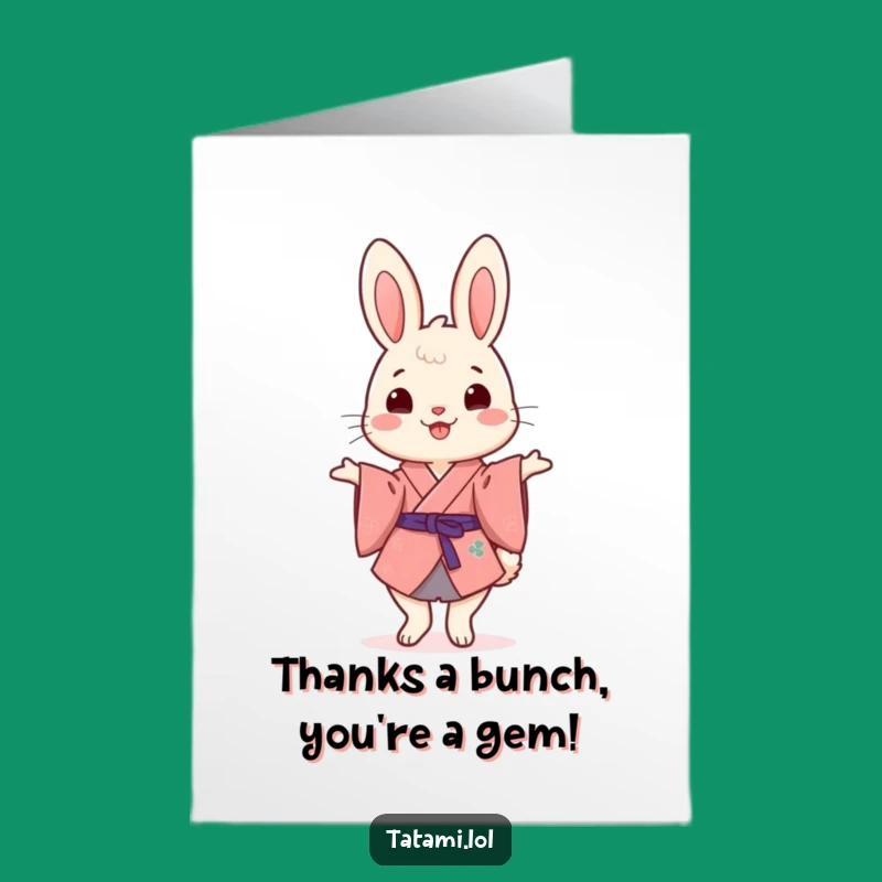 Free Printable Thank You Card: Funny Kimono Rabbit Graceful Balance Downloadable Greeting