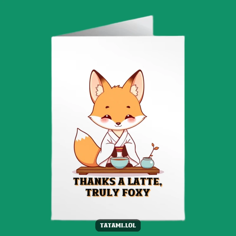 Funny Fox Tea Ceremony Thank You Card - Free Printable Downloadable Art