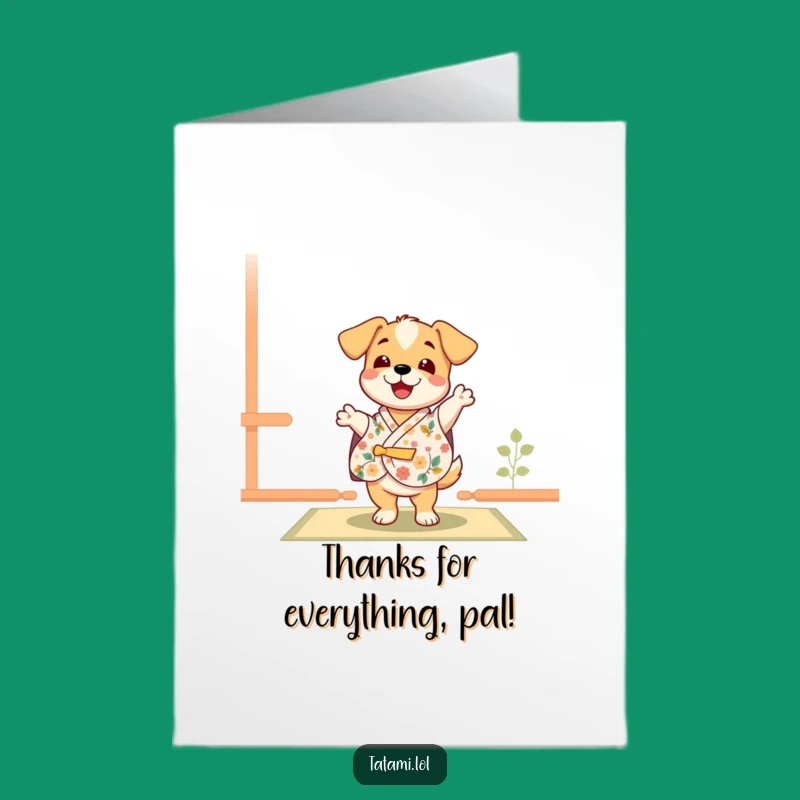 Free Printable Thank You Card: Puppy Dance Kimono Funny Downloadable Gift