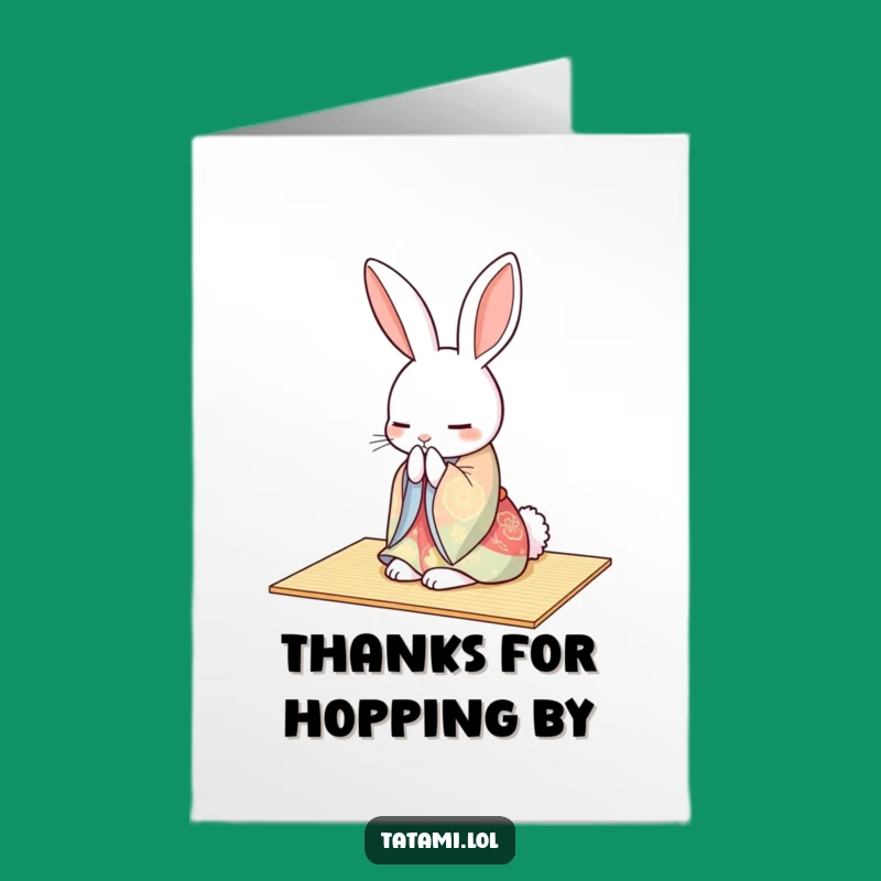 Free Printable Thank You Card: Rabbit's Elegant Bow for a Grateful Downloadable Gift