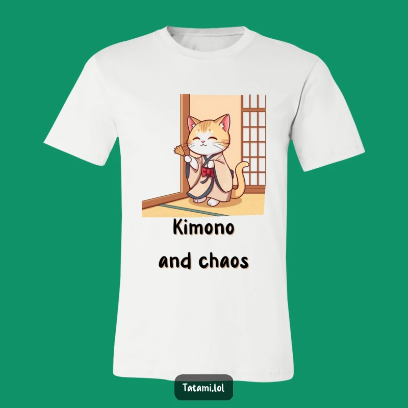 Funny Cat Kimono Tee: Elegant Shirt for Playful Swatting Feline Fans